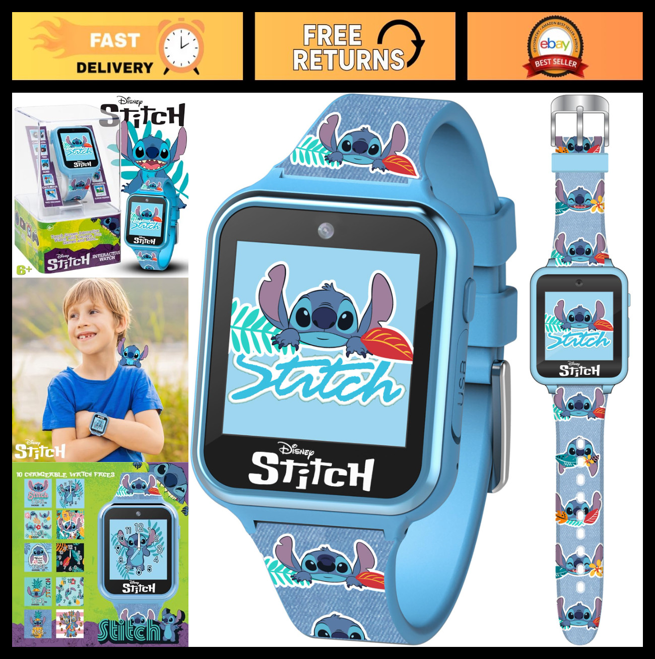 Kids Smart Watch – 10 Custom Faces, Camera, Voice Recorder, Calculator, Step Cou
