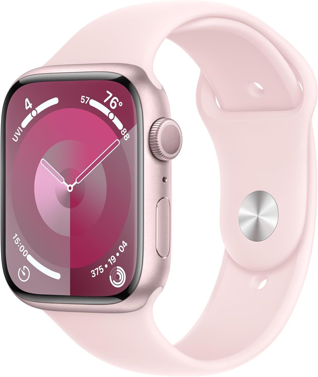 Apple Watch Series 9 45mm Aluminum Case with Sport Band – Light Pink, M/L (GPS)