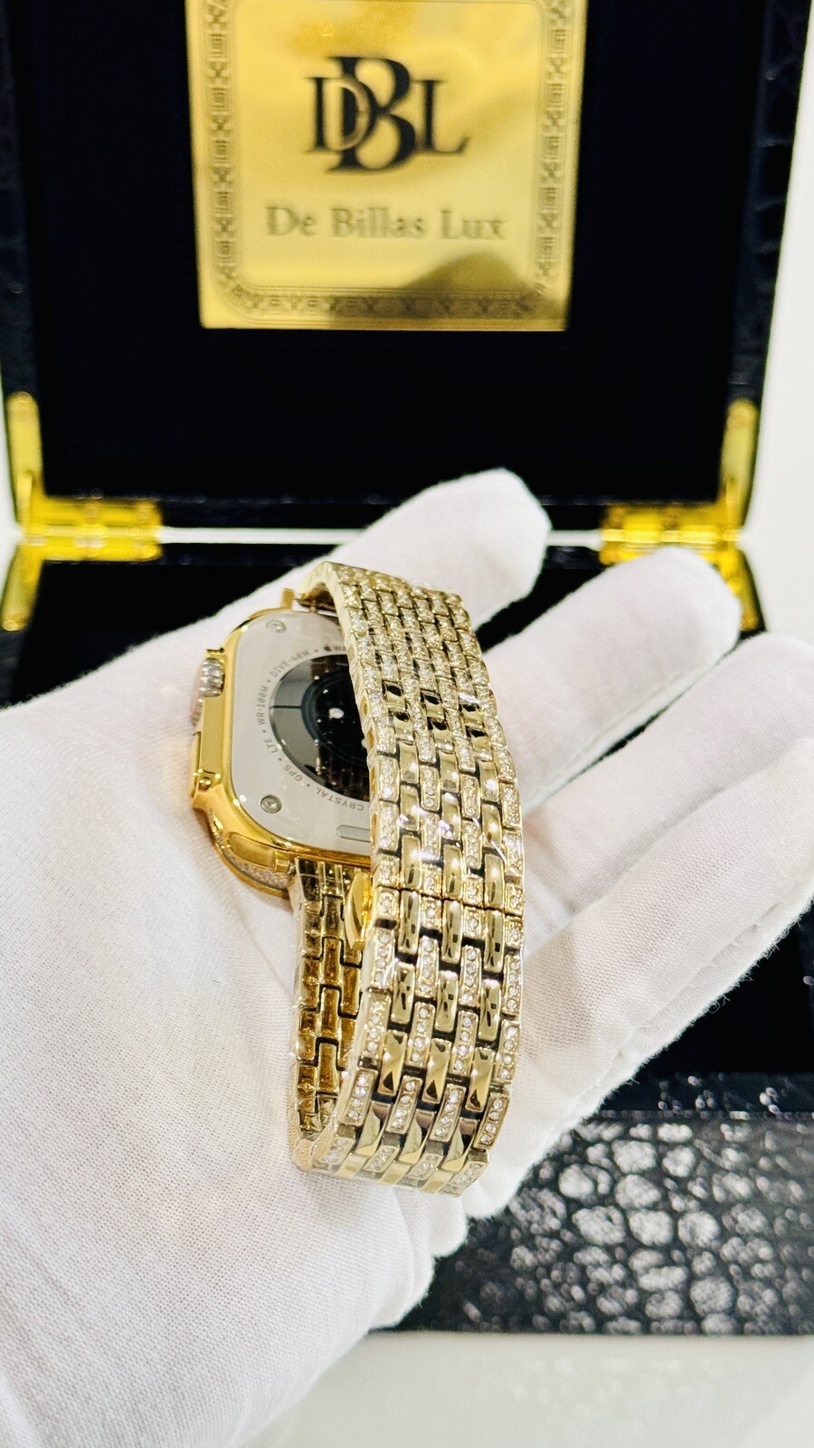 CUSTOM 24k Gold Plated Apple Watch ULTRA 2 49mm Zircon Diamonds ICED Gold Band
