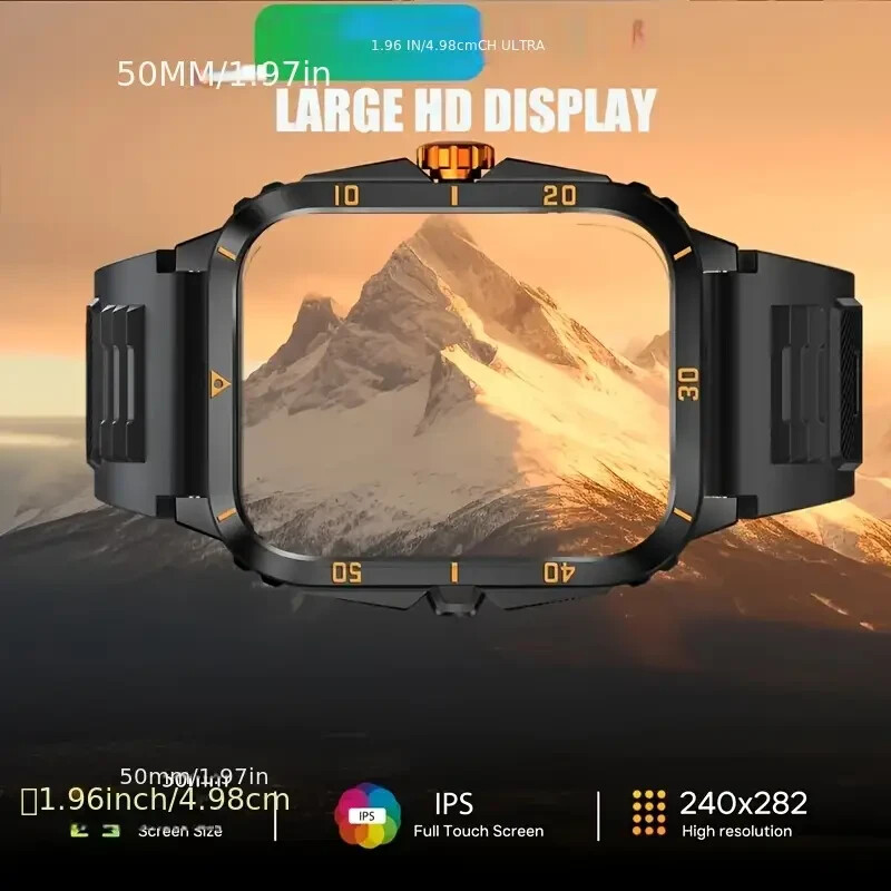 Military Smart Watch Waterproof 1.96″AMOLED Screen Outdoor Tactical High Quality