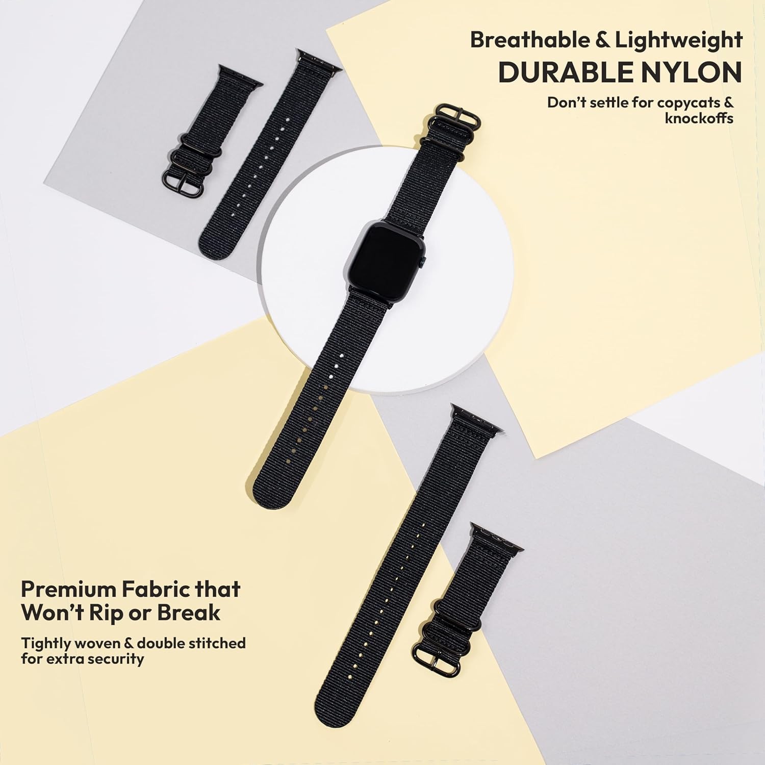 Nylon Band for Apple Watch Ultra 3/2/1, SE 49mm 46mm 45mm 44mm – Water-Resistant
