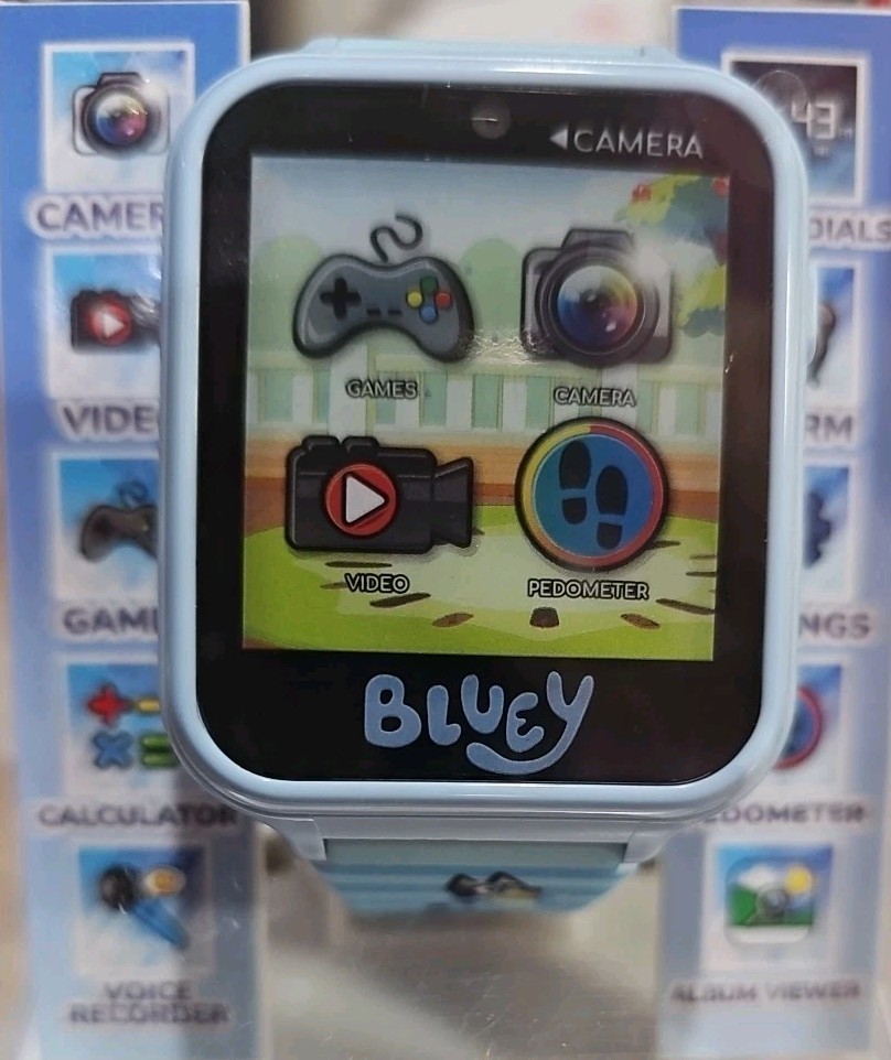 Accutime Bluey Kids Smartwatch with Camera Video Timer Games Alarm Pedometer