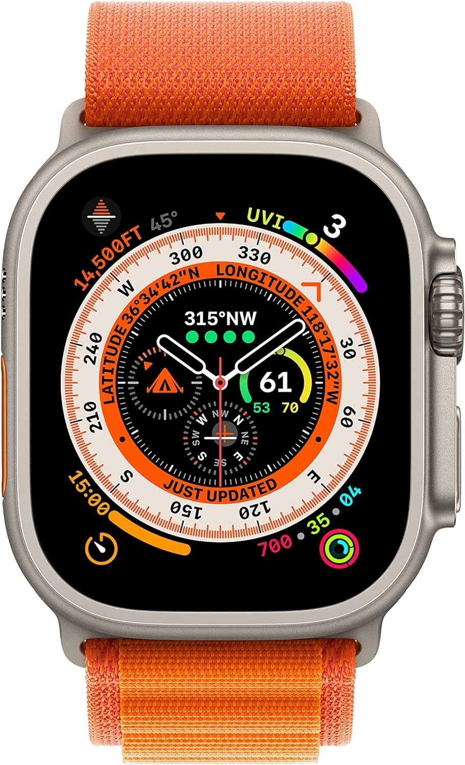 Apple Watch Ultra 1 49mm Titanium Case with M Orange Alpine Loop