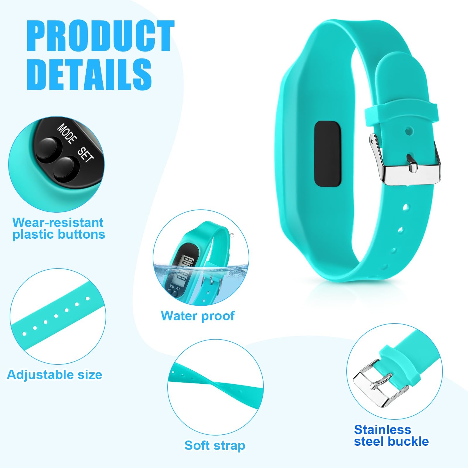 Silicone Fitness Tracker Watch 3 Pcs Walking Running Pedometer Calorie Burnin…