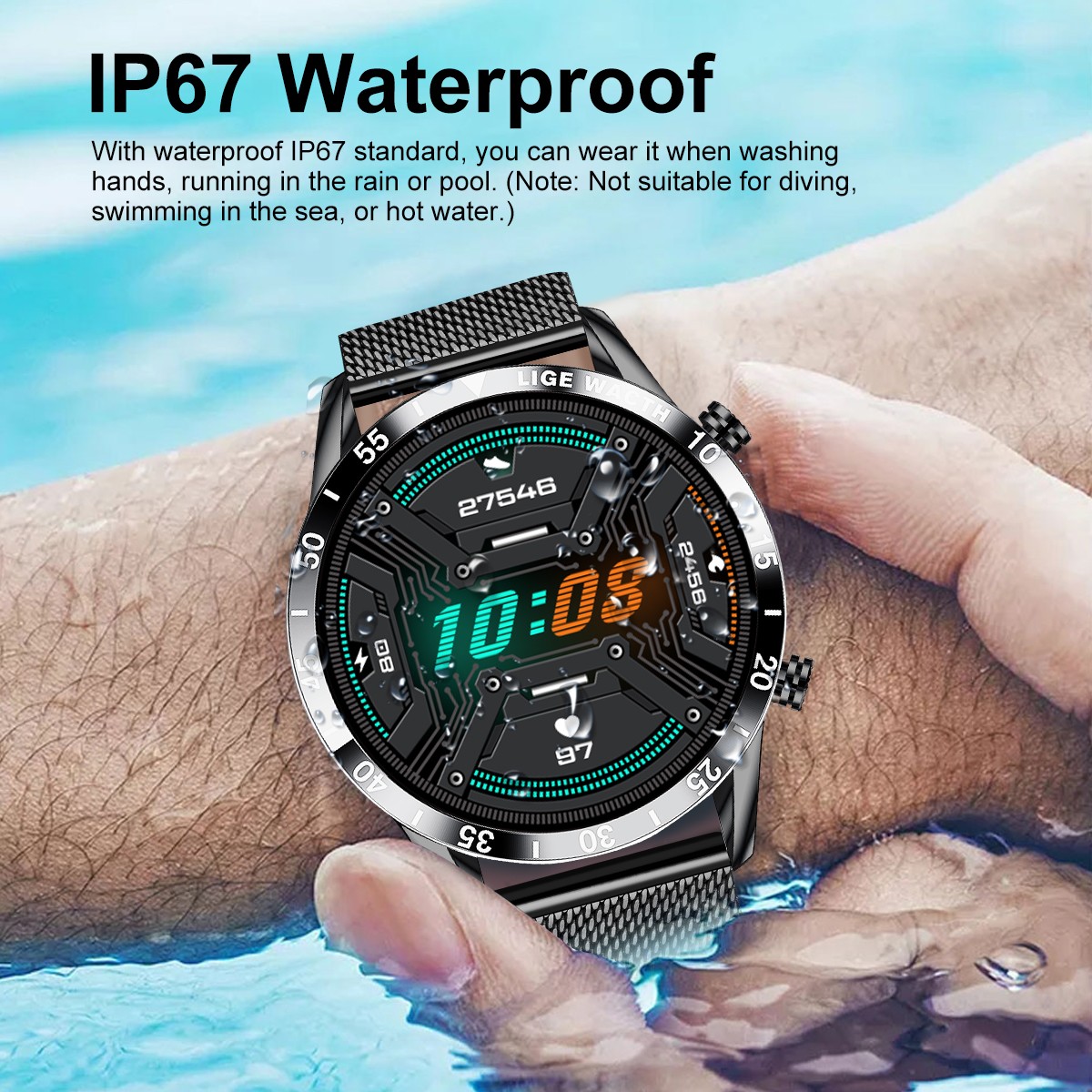Smart Watch Men Bluetooth Heart Rate Blood Oxygen Sleep Monitor Fitness Tracker