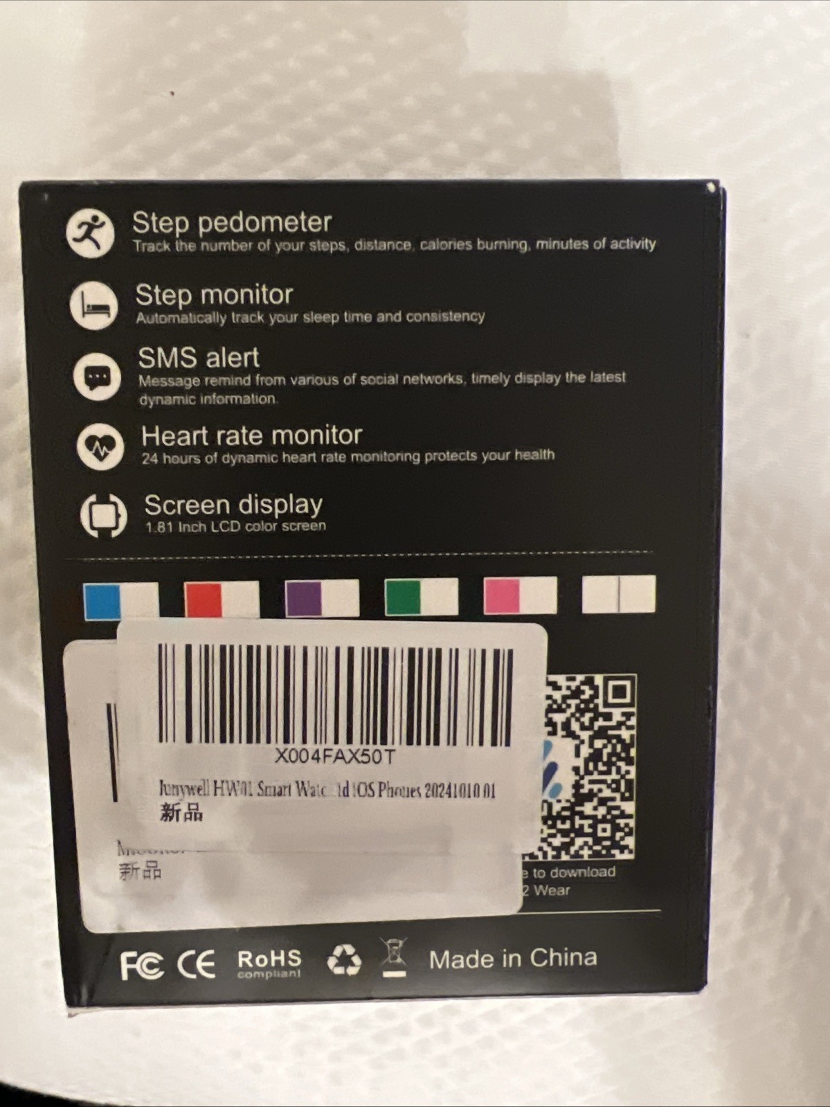 Happy Watch Black Smart Watch Sleep Monitor and Heart Rate Monitoring 1.81″ LCD