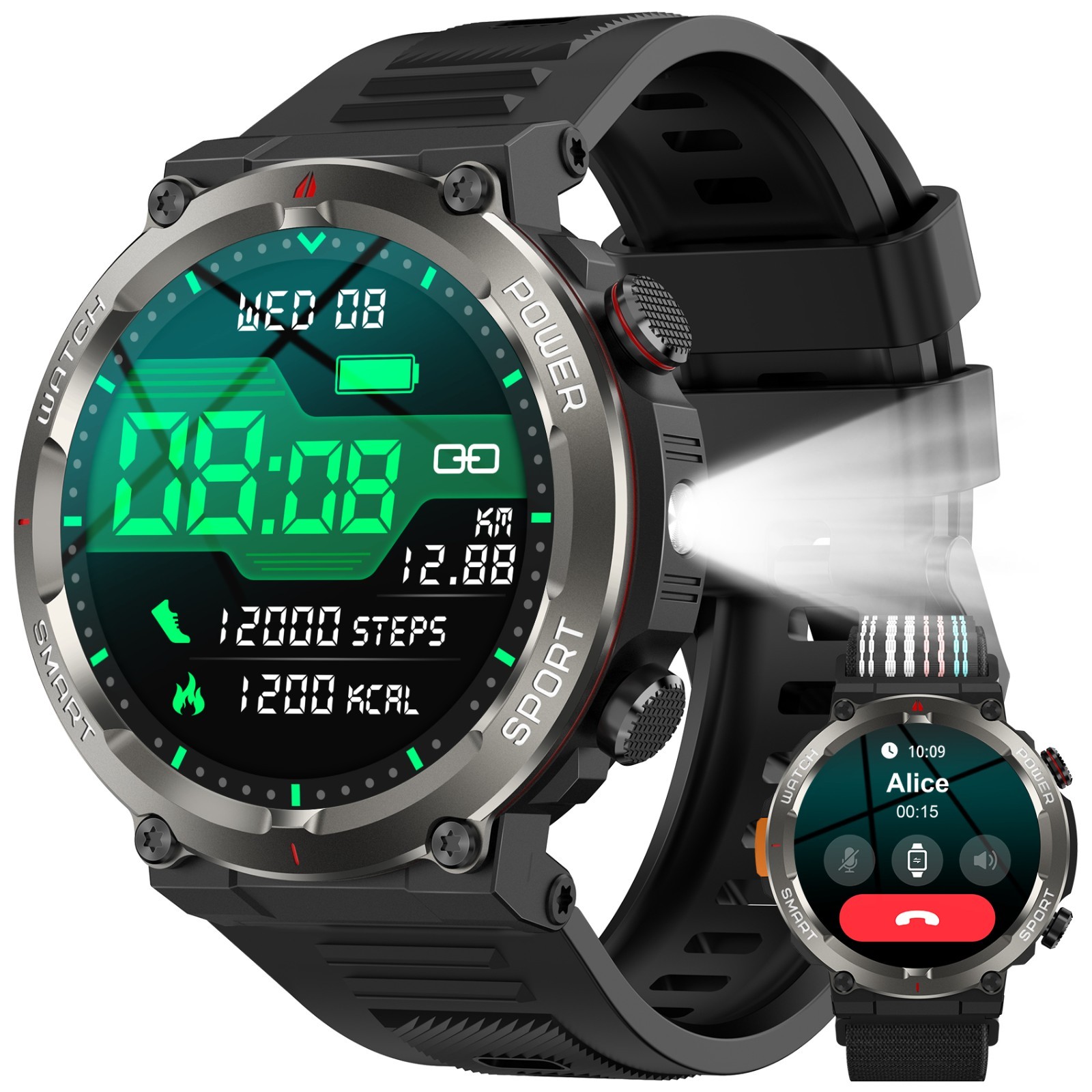 Military Tactical Smart Watches for Men 960mAh W50PRO Fitness Watch Open Box US