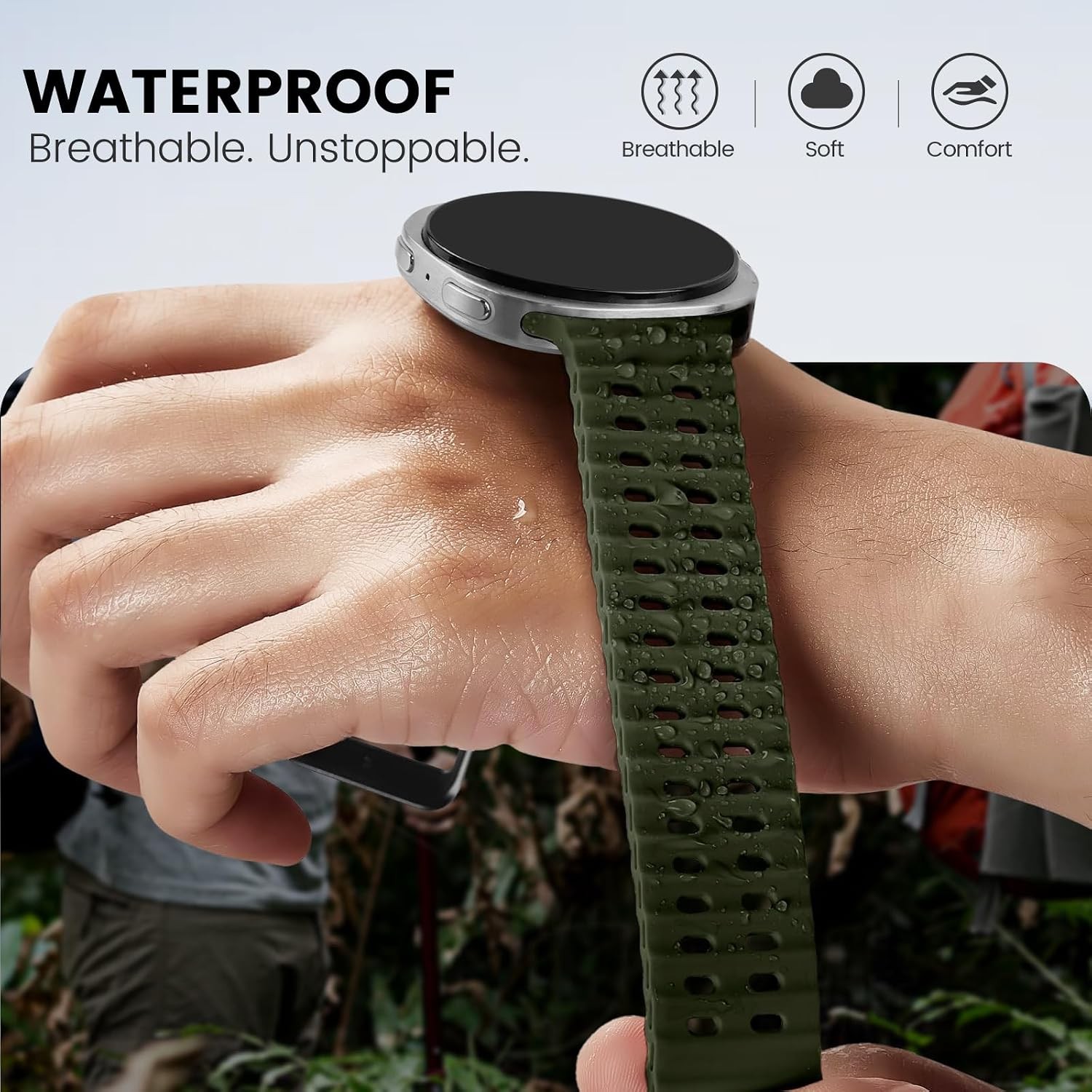 Ocean Blue Silicone Sport Band for Samsung Galaxy Watch 8 Classic 46mm, No Gap