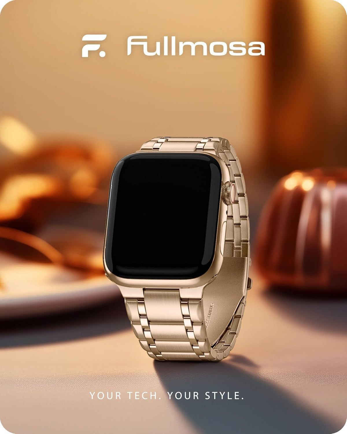 Metal Strap Compatible with Apple Watch Series 1-11 49/44mm Rose Gold