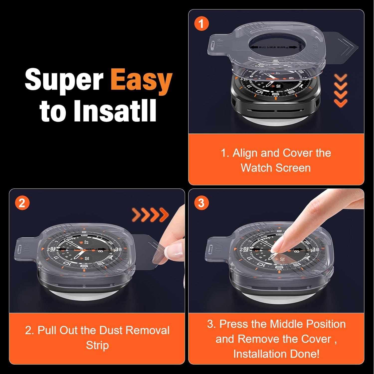 2 Pack Tempered Glass Screen Protector for Samsung Galaxy Watch Ultra 47mm