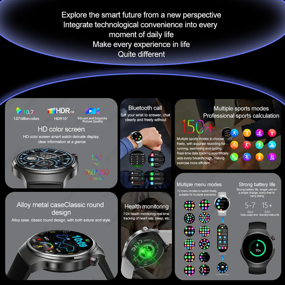 Watch 4 Pro Sports Smart Watch Men 360*360 AMOLED HD Screen Heart Rate Bluetooth
