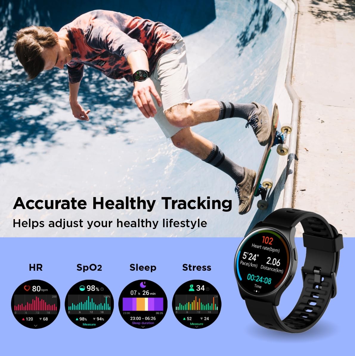 (Answer/Make ), AI Faces, 1.43″ AMOLED with AOD, IP68 Waterproof Fitness Trac…