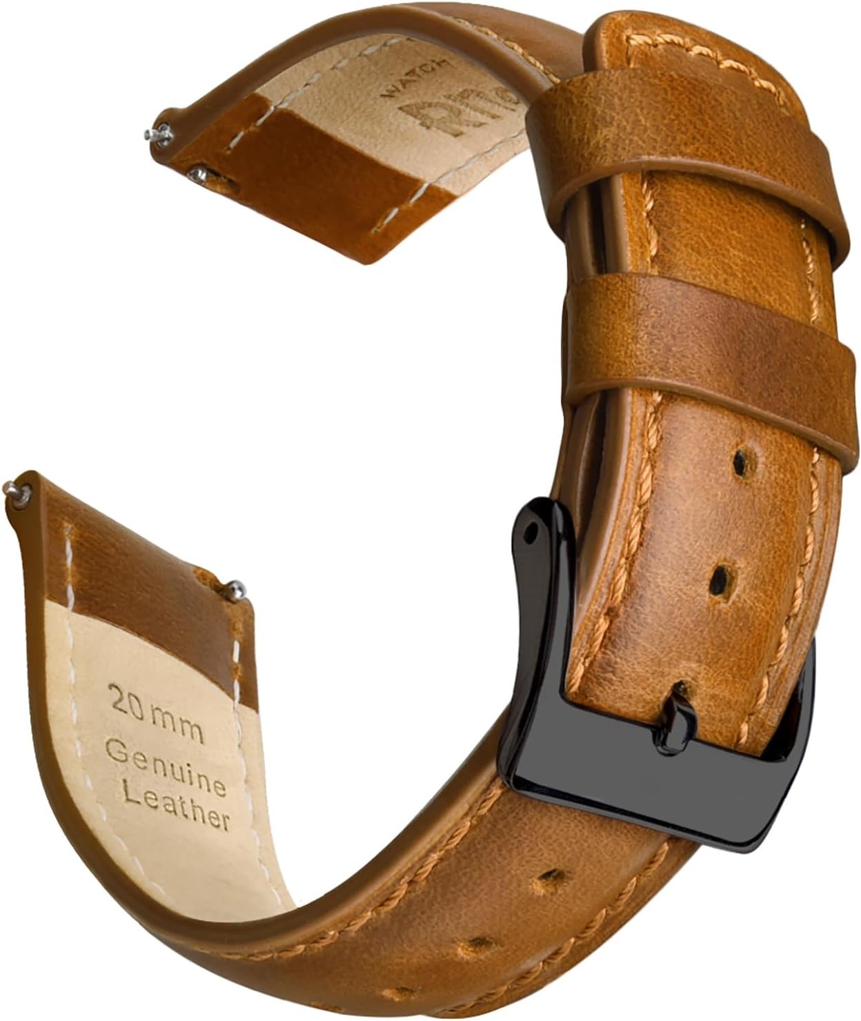 Top Grain Leather Watch Strap for Men’s Watches – Genuine, Toffee Brown & Black
