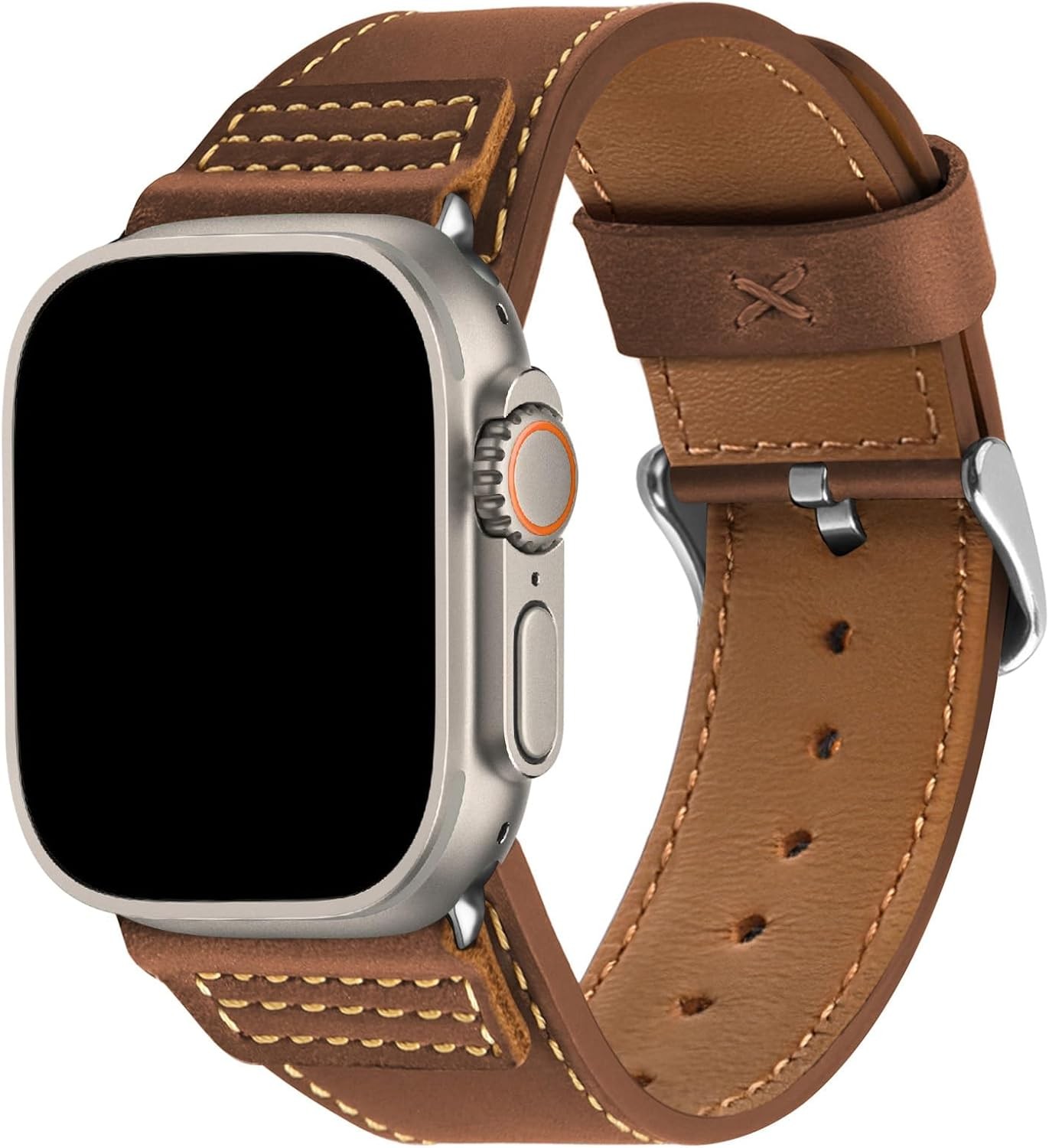 Leather Bands for Apple Watch 49mm 46mm 45mm 44mm 42mm 41mm 40mm, Genuine Leathe