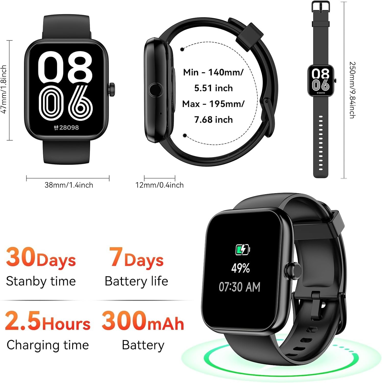 Smart Watch with Alexa Built-in, 1.83″ HD Touchscreen, Digital Bluetooth Calling