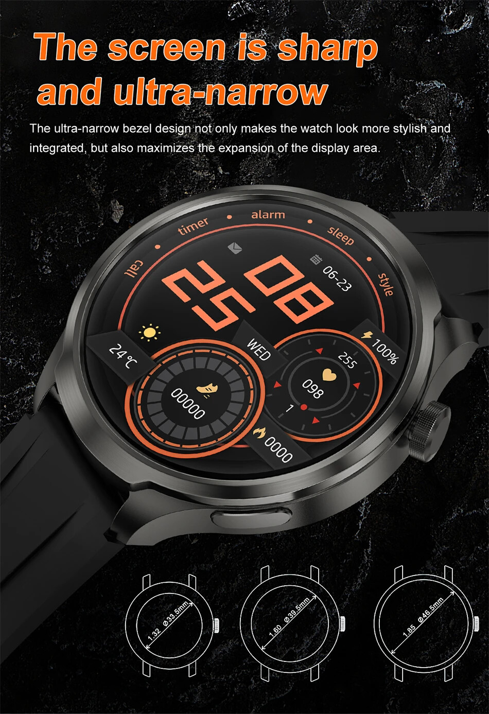 GPS Outdoor Smartwatch Men’s 1.85″ AMOLED HD Health NFC Sports Watch Android iOS