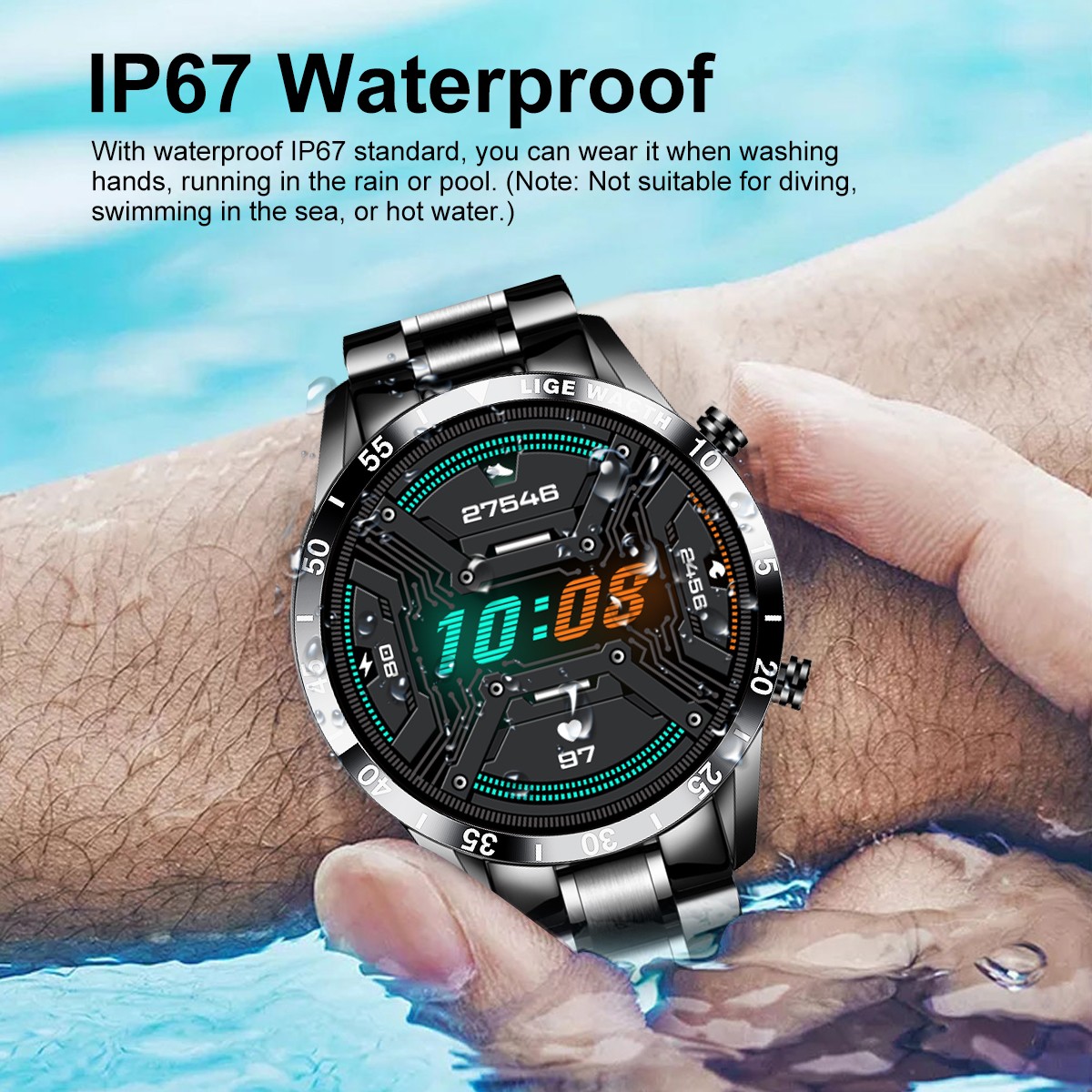 Smart Watch for Men Bluetooth Call Rugged Fitness Tracker Heart Rate Waterproof
