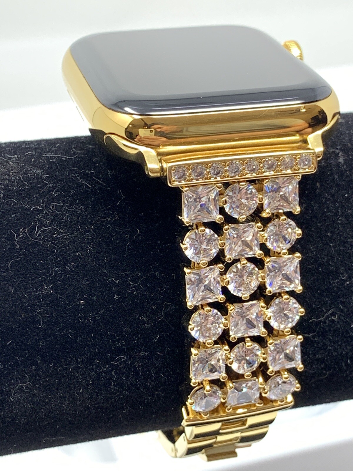 24K Gold Plated 44MM Apple Watch SERIES 5 Gold Link Band Diamond Rhinestones LTE