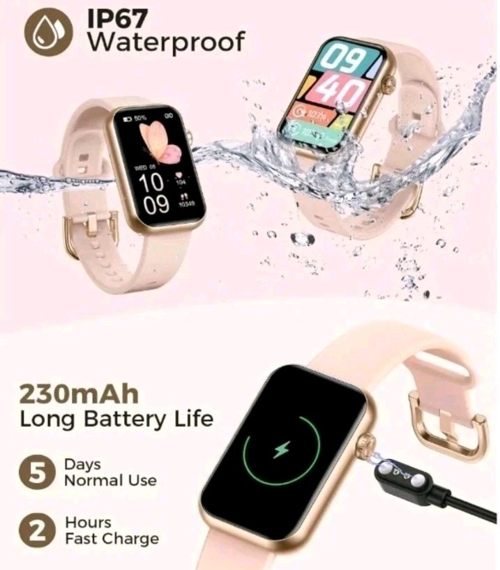 Smart Watch Fitness Tracker Make Bluetooth Call Keep Track Of Health, Rose Gold