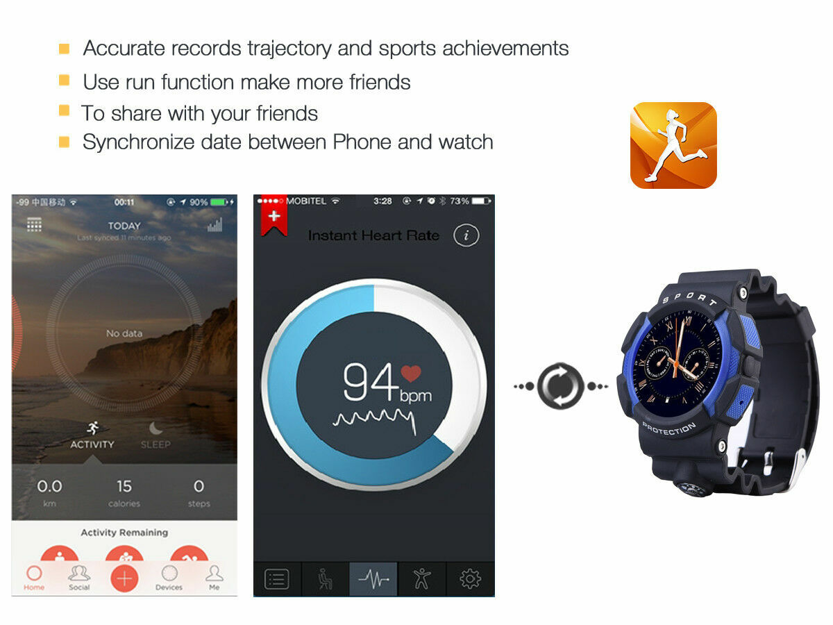 New A10 Waterproof Sport Smart Watch GREY MT2502 With Bluetooth G-sensor