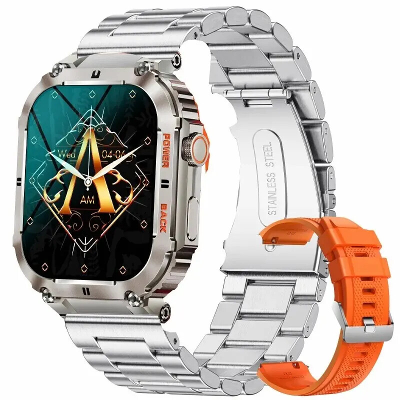 Outdoor Sports Fitness Smartwatch Men 1.96 Inch Screen Bluetooth Call Waterproof