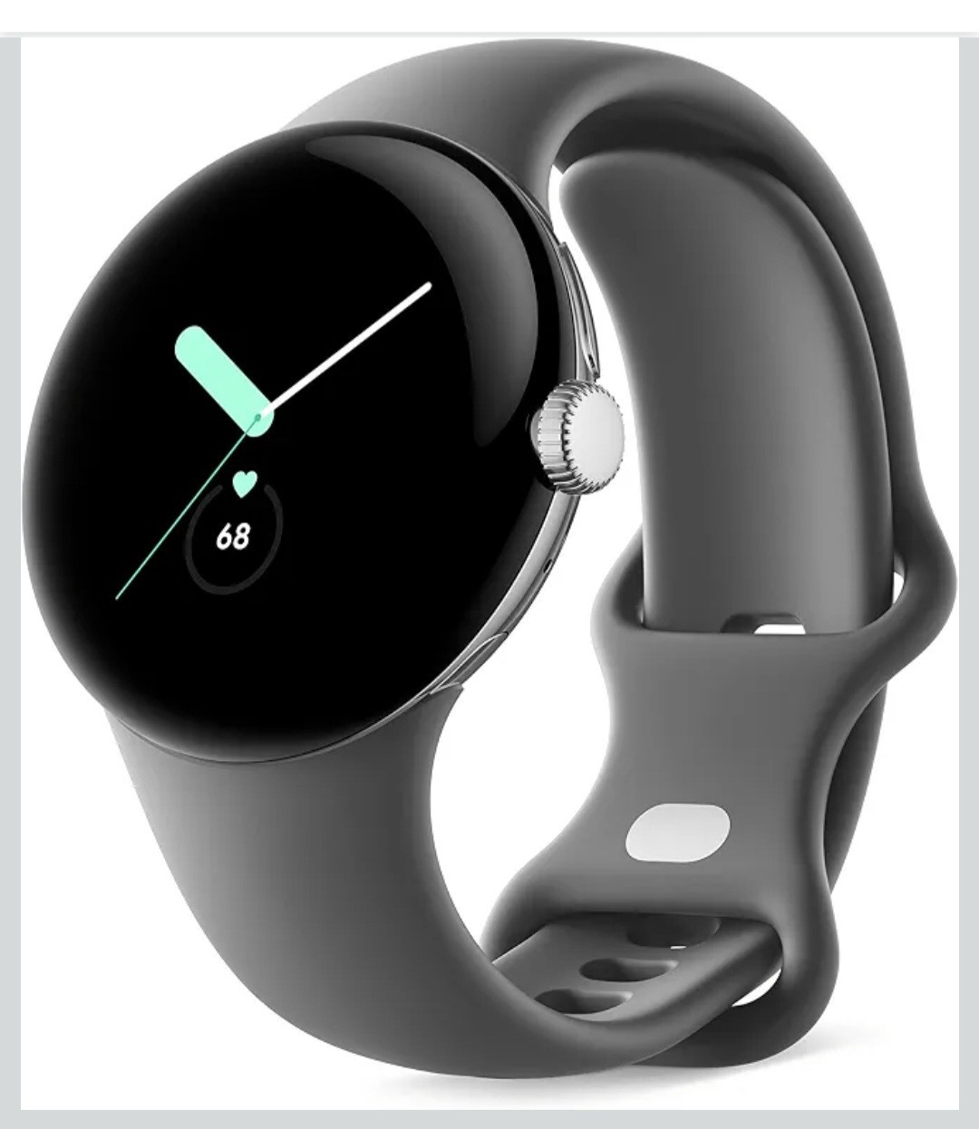 Google Pixel Watch LTE 41mm Silver Stainless Case Charcoal Band GPS NFC