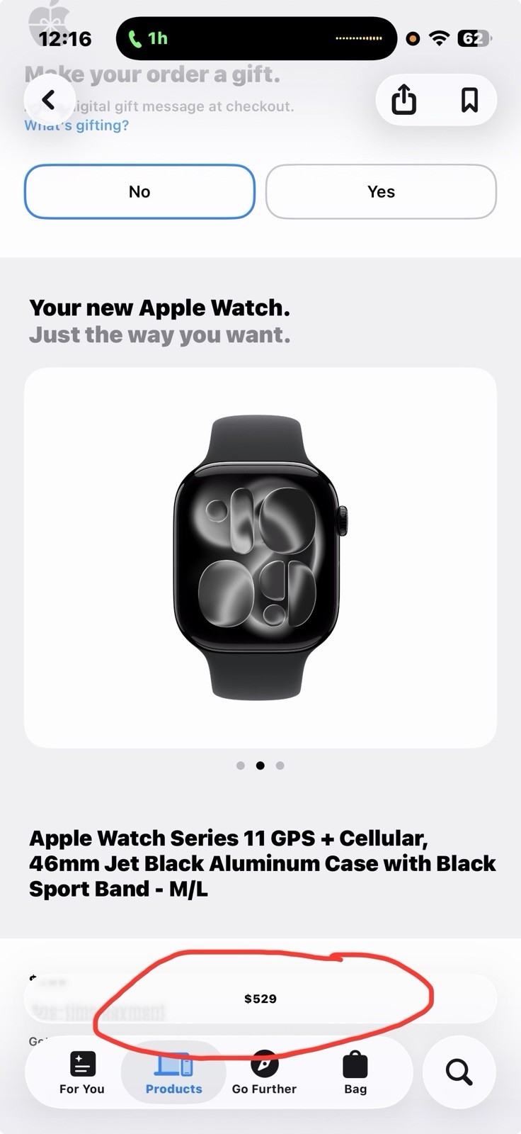 Apple Watch Series 11 46mm GPS Cellular Jet Black