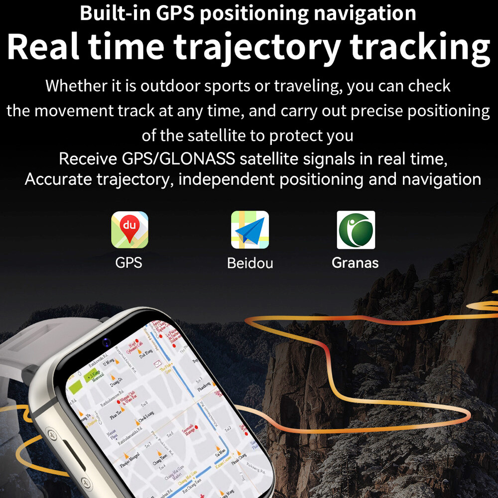 4G Android Smart Watch 16G/64G Bluetooth GPS WiFi Video Camera for Men Women