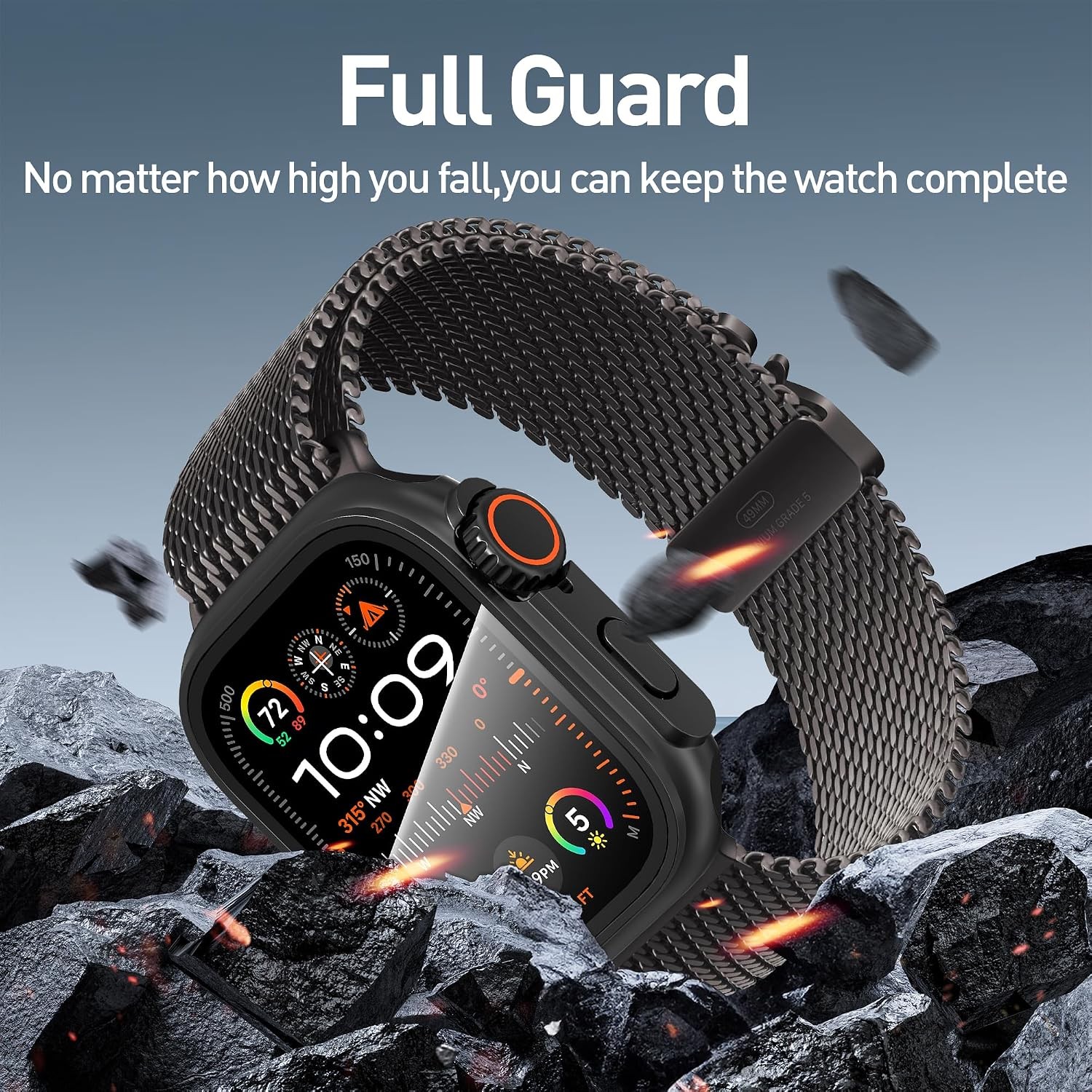 All-Round Tempered Glass Protector Case for 46mm Apple Watch Series 11/10 – Blac