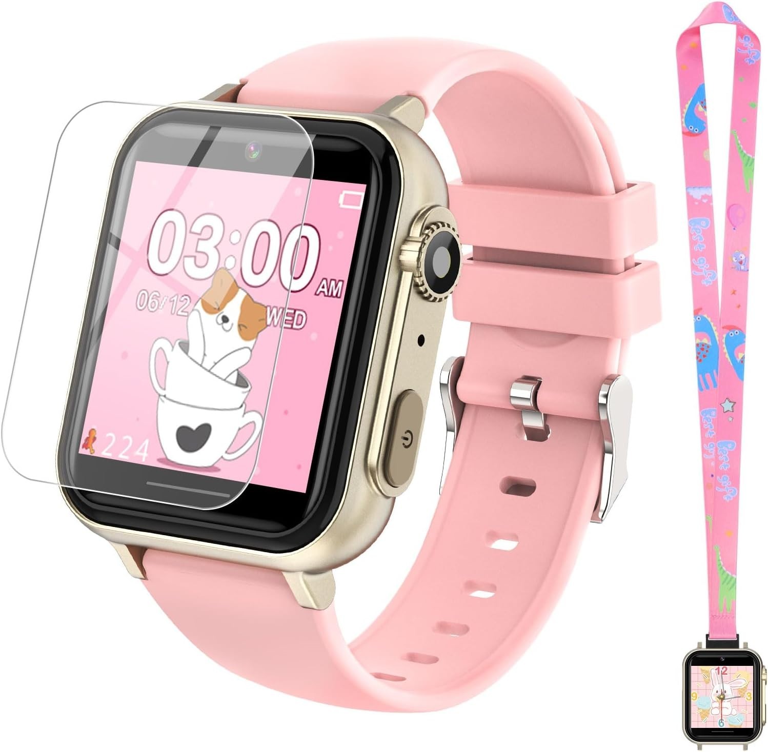Reloj Inteligente Para Niñas Con Linterna, Camara y 28 Juegos Educativos [Rosa]