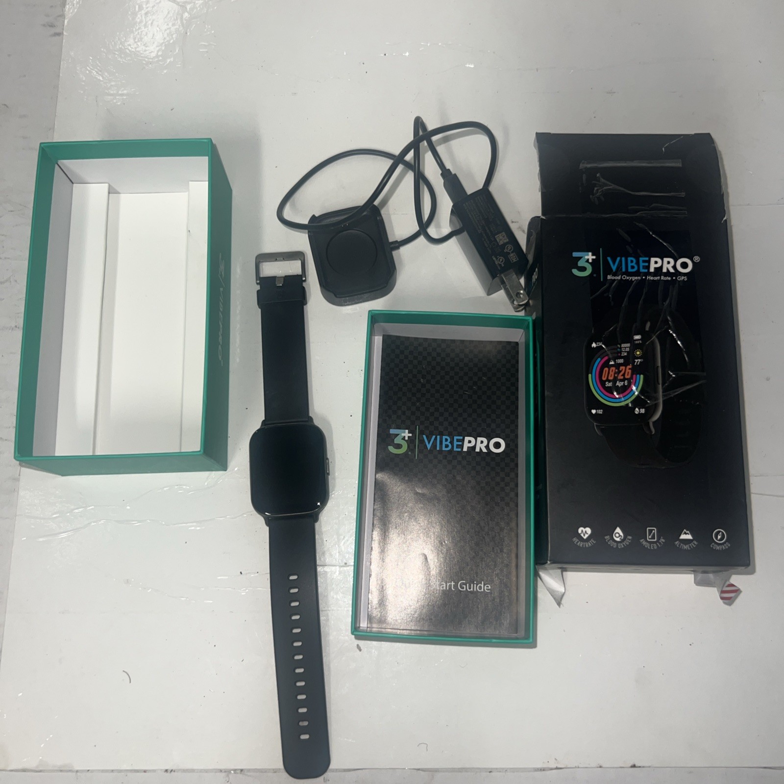 3+ VibePro Smartwatch Blood Oxygen, Heart Rate, GPS & more | Black