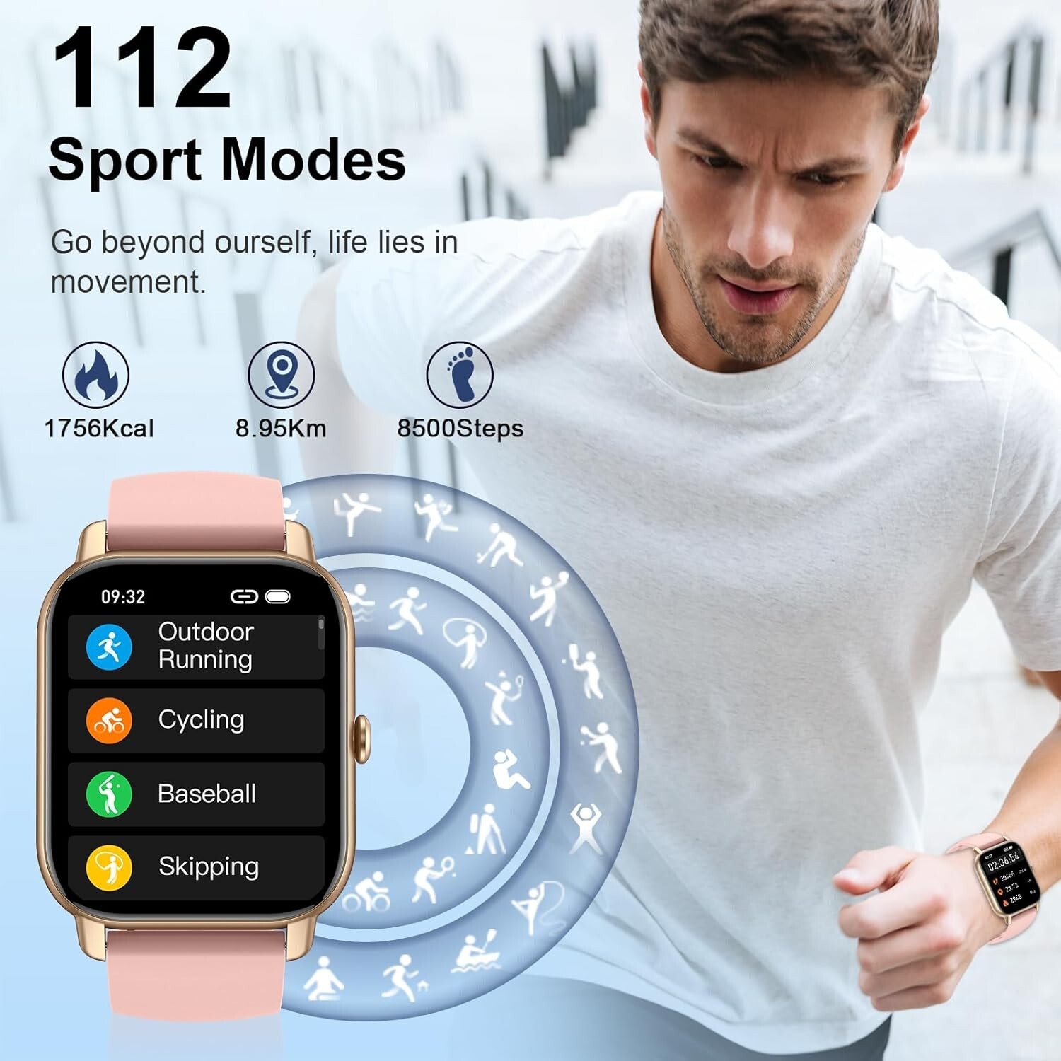 Reloj Inteligente Para Mujer, Pantalla Táctil 1.85 Pulgadas, Deportivo Fitness