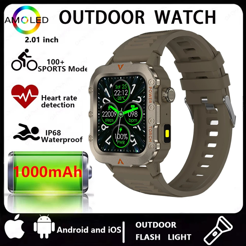 Smart Watch Bluetooth Call Heart Rate Monitor LED Flashlight Waterproof Sports