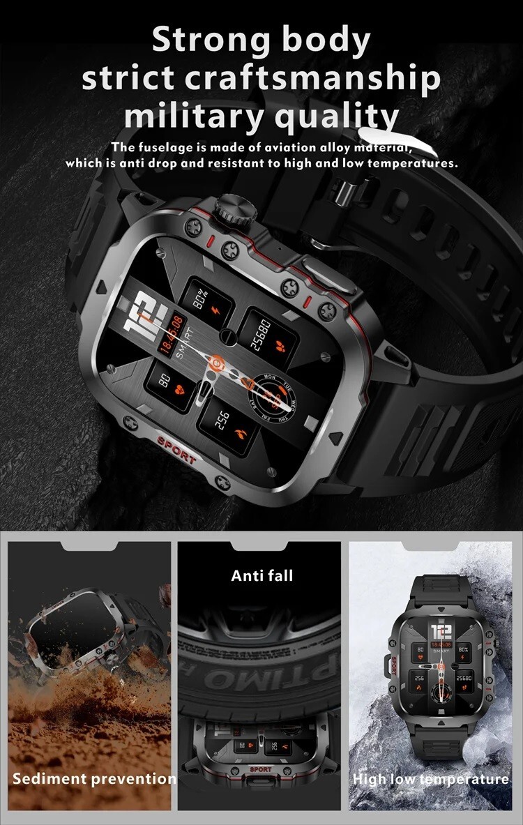 Outdoor Waterproof Smart Watch Men 420mAh Battery Heart Rate