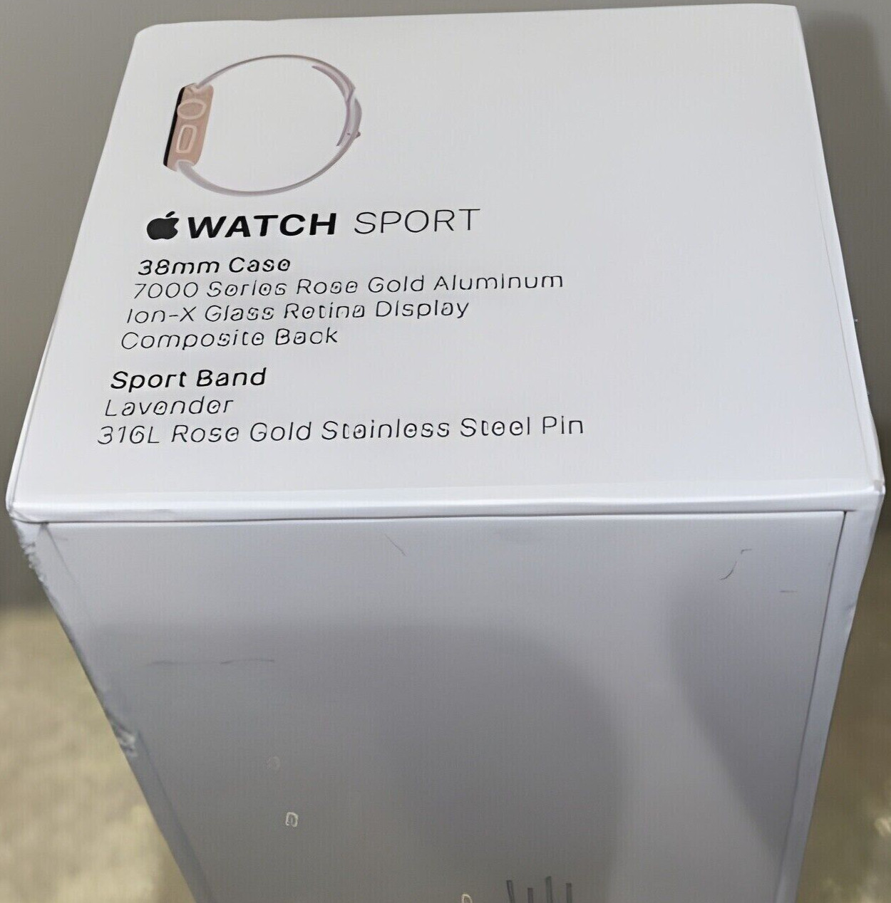 Apple Smart Watch Sport 7000 38mm Rose Gold Aluminum Case Lavender Ba Wristwatch