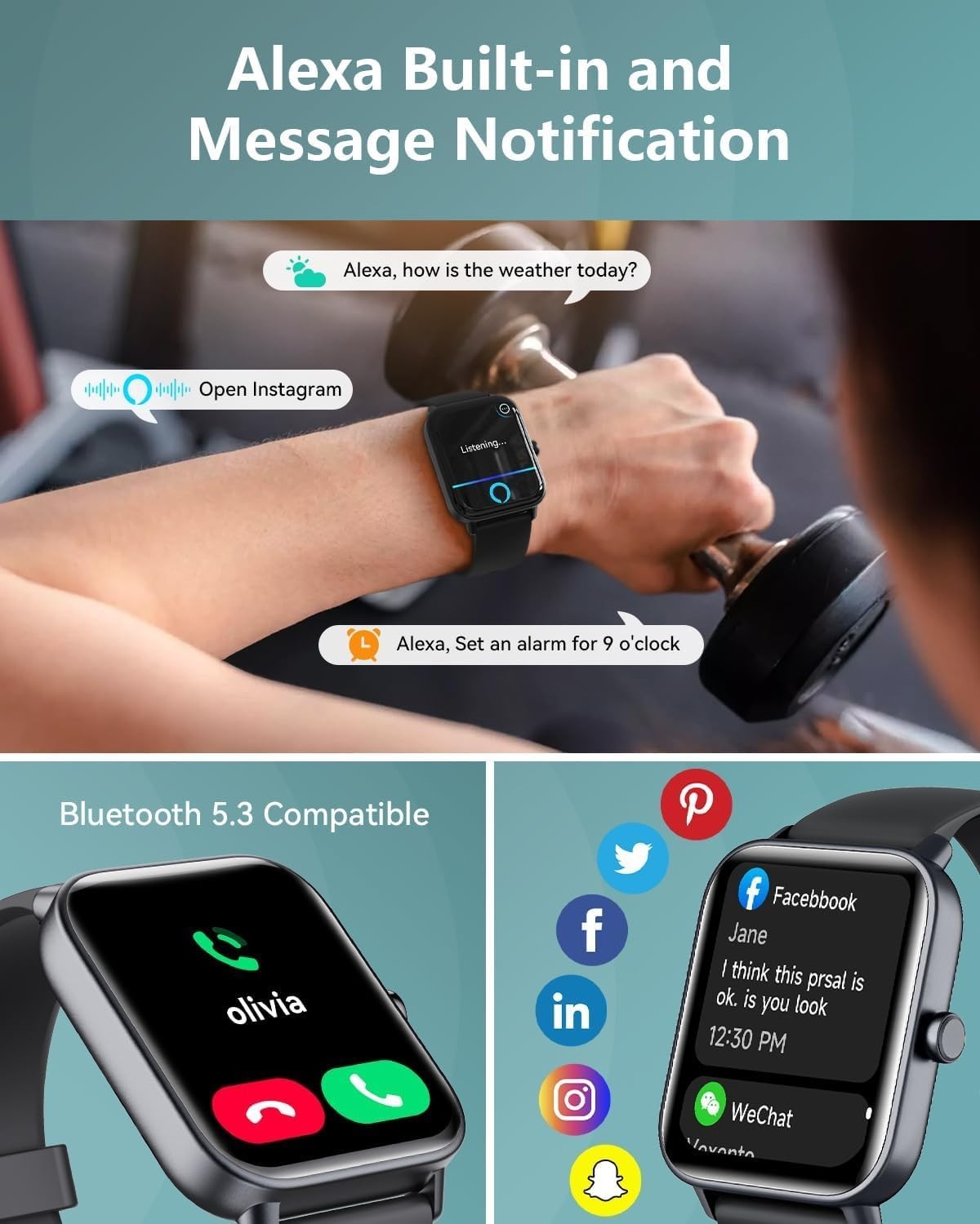 Reloj Inteligente Bluetooth De Mujer y Hombre Impermeable Para Samsung / Android