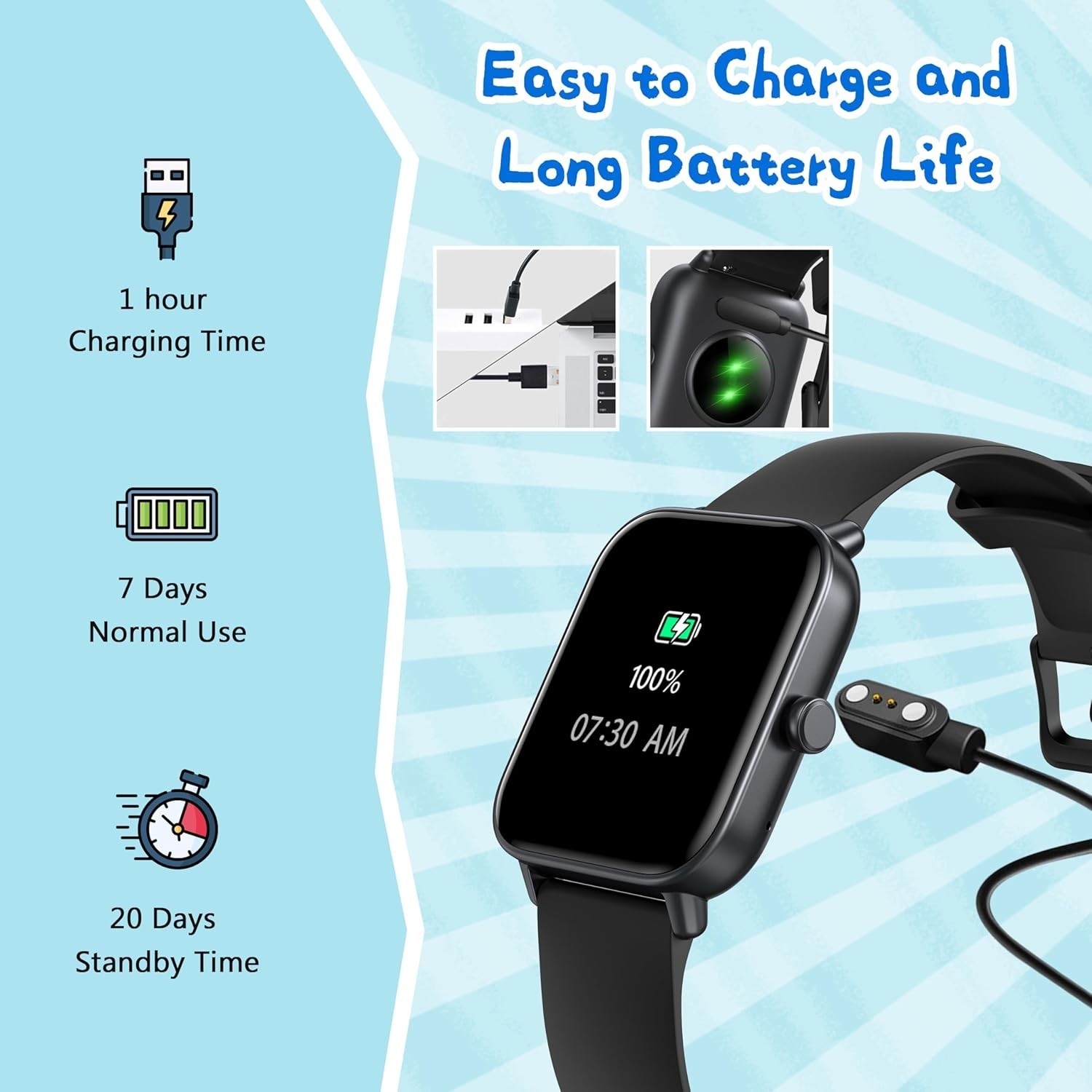 Kids Activity Tracker Smart Watch – 1.8′ Display, Health Monitoring Features