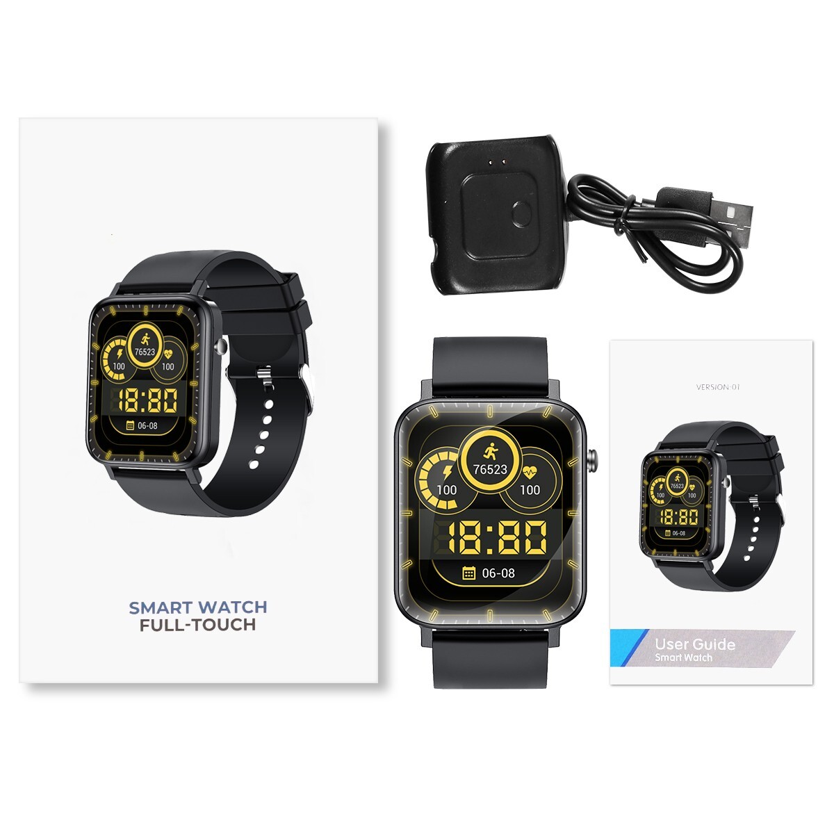 Smart Watch Heart Rate Blood Pressure Oxygen Sleep Sport Monitor Bluetooth Watch
