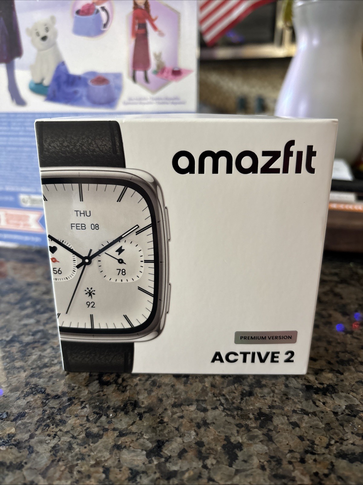 Amazfit Active 2 Square Smartwatch (Premium Version) w/ Black Leather Band