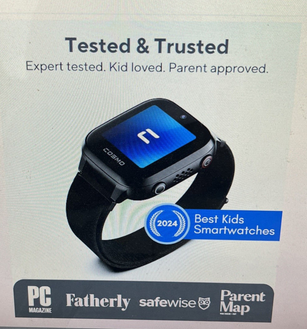 JrTrack 4 Kids Smart Watch by COSMO | Phone Watch & GPS Tracker Black