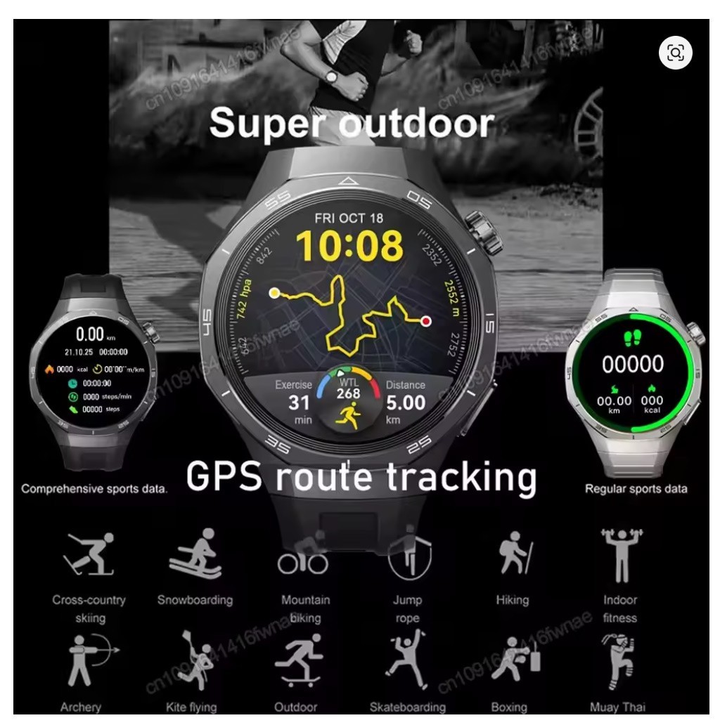 Laxasfit GT5 Pro Smart Watch HD AMOLED Screen GPS Bluetooth -Men & Women
