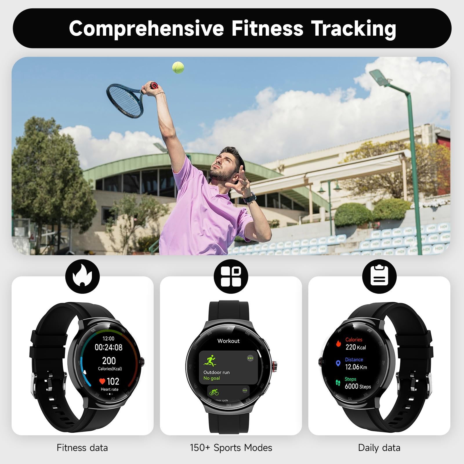 Smart Watches for Men Women, Waterproof Fitness Tracker, 1.43” AMOLED Touchs…