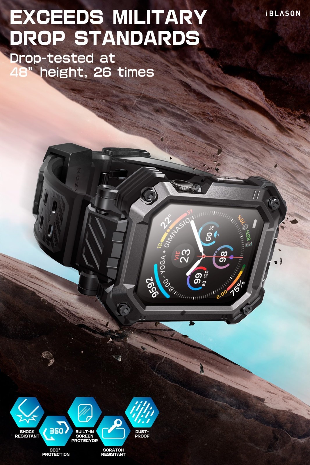 3-in-1 Heavy Duty Case & Band for Apple Watch Series 11/10 46mm, Shockproof, Inc