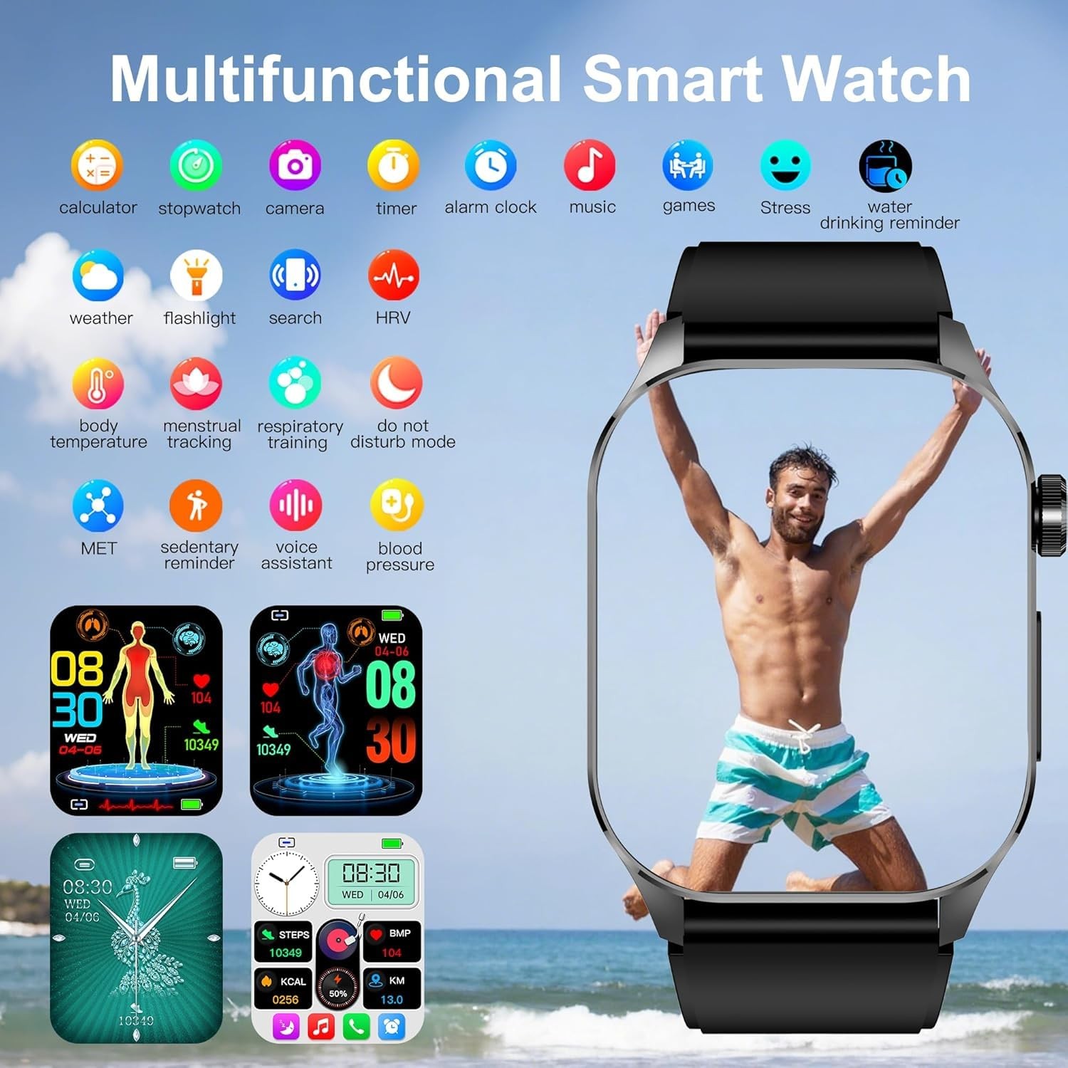 Advanced Health Smartwatch for Women Men with Real-Time Monitoring of Heart R…