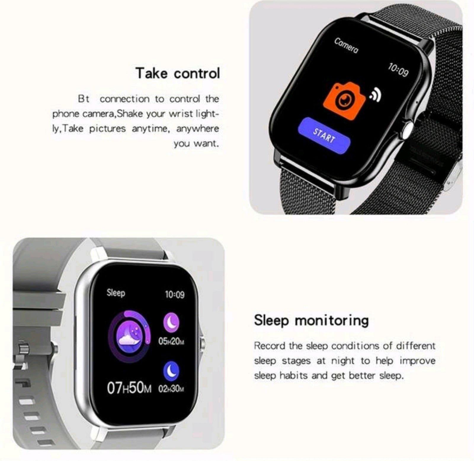 New SmartWatch With Black Silicone Strap