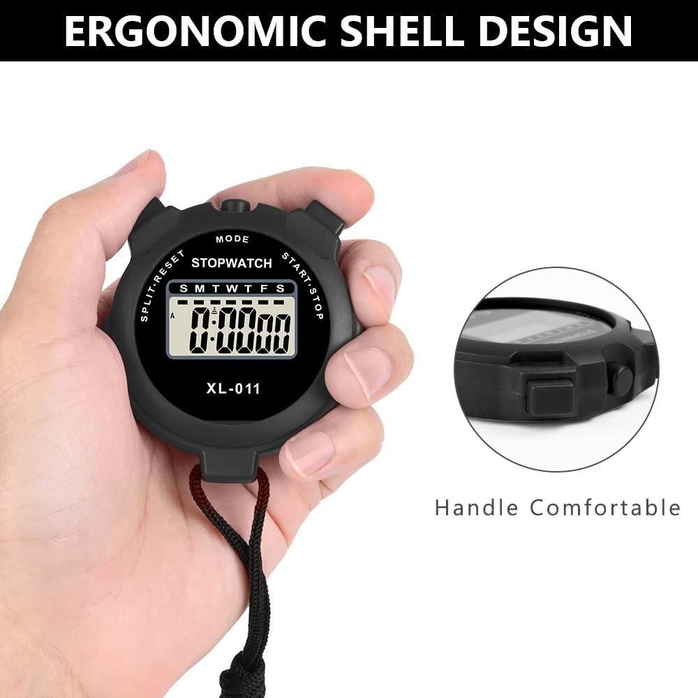 Digital Stopwatch Single Lap Split 12/24 Hour Clock for Coaches Swimming Running