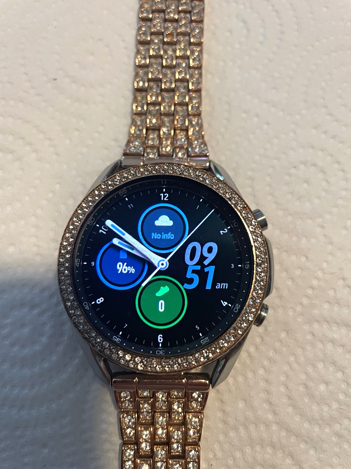 Samsung Galaxy Watch3 41mm Rose Gold Touchscreen 8GB w/ Metal Rhinestone Band