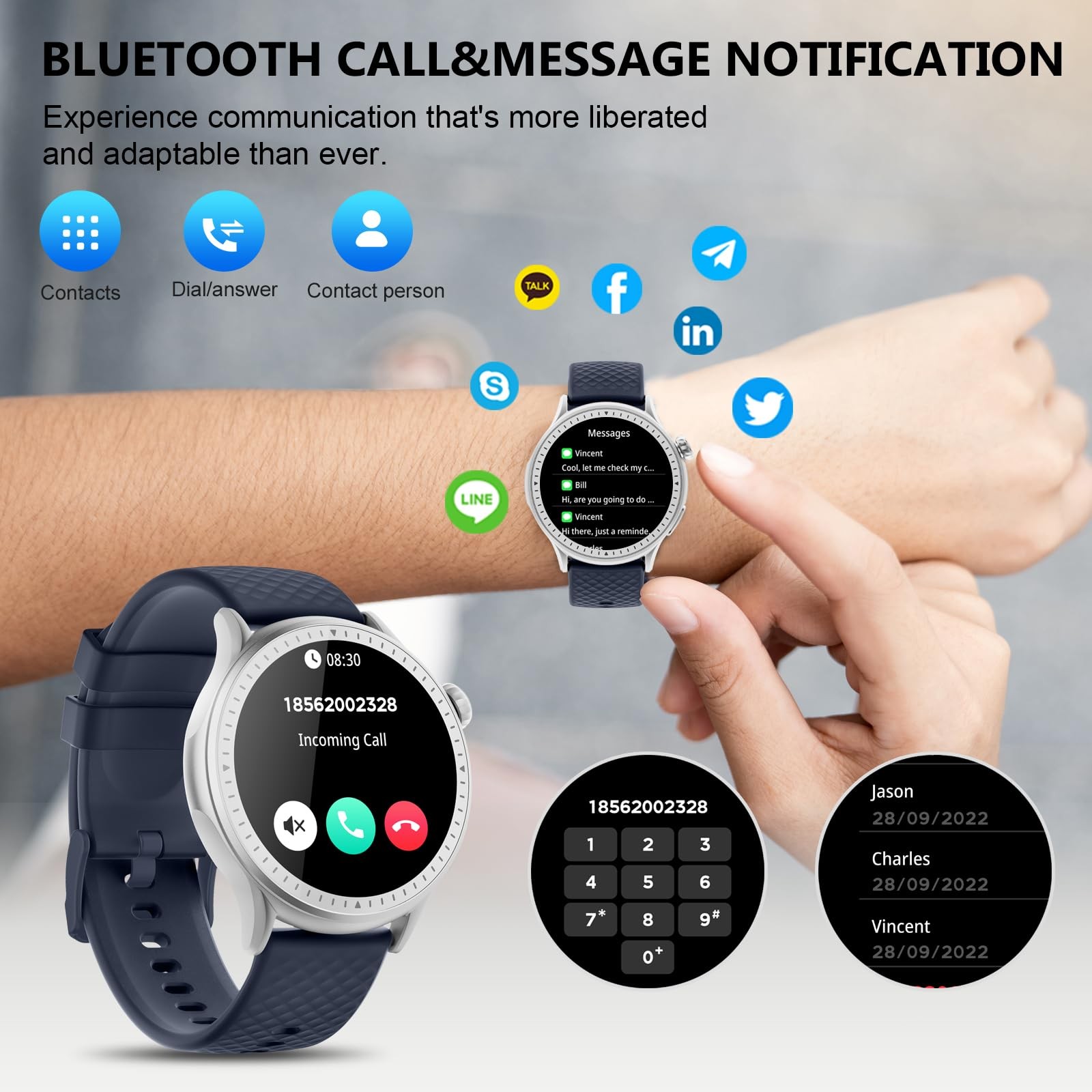Smart Watch for Men Women Answer/Make Call, 1.46” AMOLED Ultra-Clear Screen Fit