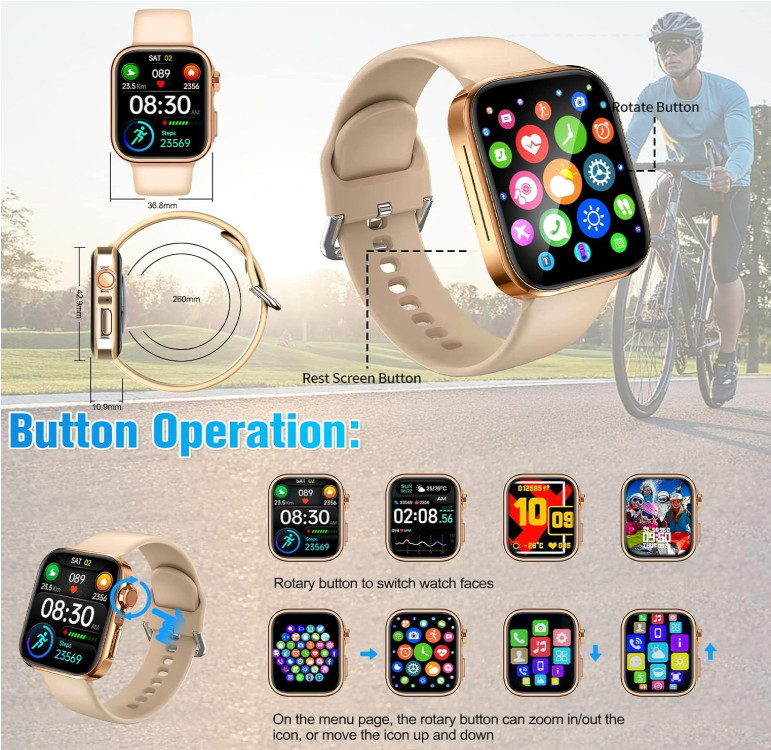 Reloj Inteligente De Pulsera Con Bluetooth Para Hombre Y Mujer Android IOS NUEVO