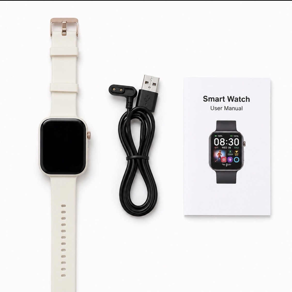 Smart Watch 1.85” HD Touch Screen Bluetooth Calling IP68 Waterproof White